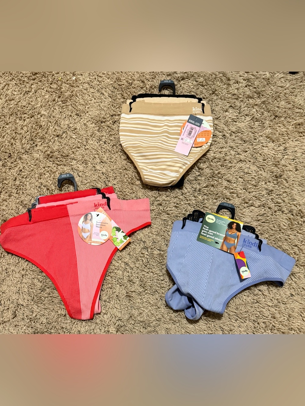 Kindly Yours Seamless Thong Underwear (3) 3-Packs 9 Pairs Total Size: XXXL (22)